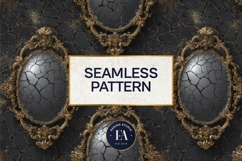 Cracked Mirror Frame Pattern | Black Gold Baroque Product Image 3