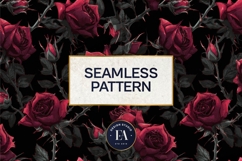 Gothic Rose Digital Paper, Dark Floral Seamless Pattern Product Image 3