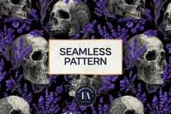 Lavender Gothic Skull Pattern, Purple Floral Skull Paper Product Image 3