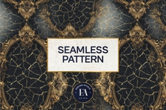 Cracked Mirror Frame Pattern | Black Gold Baroque Product Image 3