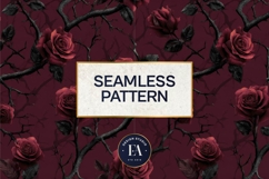 Gothic Rose Digital Paper, Dark Floral Seamless Pattern Product Image 3