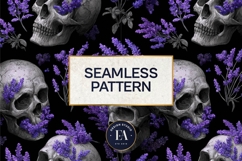 Lavender Gothic Skull Pattern, Purple Floral Skull Paper Product Image 3