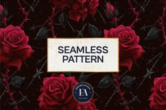 Gothic Rose Digital Paper, Dark Floral Seamless Pattern Product Image 3