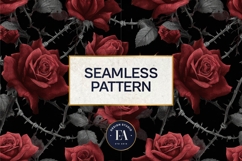 Gothic Rose Digital Paper, Dark Floral Seamless Pattern Product Image 3
