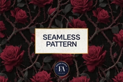 Gothic Rose Digital Paper, Dark Floral Seamless Pattern Product Image 3