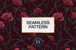 Gothic Rose Digital Paper, Dark Floral Seamless Pattern Product Image 3