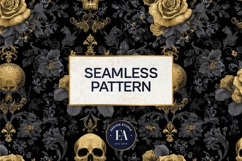 Gothic Baroque Damask Pattern | Dark Floral Skulls Product Image 3
