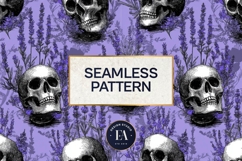 Lavender Gothic Skull Pattern, Purple Floral Skull Paper Product Image 3