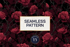 Gothic Rose Digital Paper, Dark Floral Seamless Pattern Product Image 3