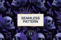 Lavender Gothic Skull Pattern, Purple Floral Skull Paper Product Image 3