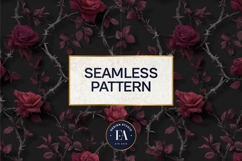 Gothic Rose Digital Paper, Dark Floral Seamless Pattern Product Image 3