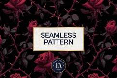 Gothic Rose Digital Paper, Dark Floral Seamless Pattern Product Image 3