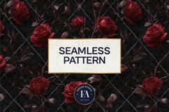 Gothic Rose Digital Paper, Dark Floral Seamless Pattern Product Image 3