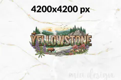 Yellowstone PNG, Vintage National Park Bison Sublimation Product Image 2