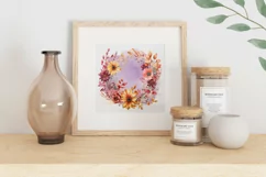Watercolor Wreath PNG, Warercolor Floral Wreath Sublimation Product Image 2