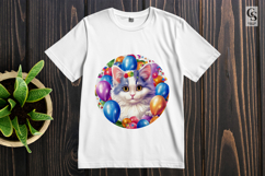 Cute Cat With Balloons Party Clipart Sublimation PNG Product Image 2