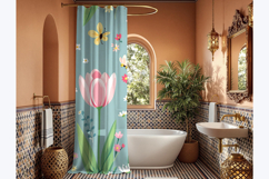 Moroccan bathroom curtain mockup Product Image 3
