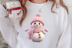Pink Christmas Snowman Clipart, Christmas PNG Product Image 2