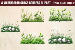 Watercolor Grass Borders Clipart PNG Product Image 1