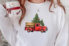 Red Christmas Truck Sublimation Clipart, Christmas PNG Product Image 2
