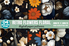 Retro Flowers Floral Patterns PNG Product Image 1