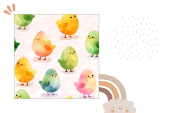 Watercolor Chick Pillow Case Design, Easter Pillow PNG Product Image 2