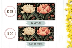 Cartoon Flowers Mug Wrap, Peony Mug Sublimation Product Image 2