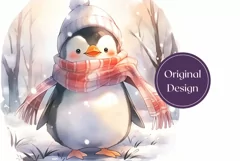 Watercolor Christmas Tumbler, Winter Penguin Sublimation Product Image 2