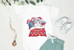 Kawaii Christmas Cat PNG, Merry Christmas Sublimation Design Product Image 2