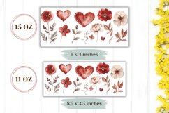 Watercolor Love Hearts Mug Design, Floral Mug Wrap Product Image 2