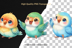 15 Bundle Watercolor Colorful Love Bird Cute Kids Flying Product Image 2