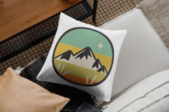 Retro Sunset Mountain Circle Embroidery Design Product Image 2