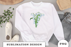 Watercolor Lily of the Valley Flowers Bouquet png Product Image 2