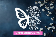 Butterfly with Flowers SVG Design Product Image 1