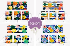 Pop Art Flowers Mug Designs, Floral Mug Sublimation PNG Product Image 2