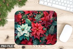 Christmas Flowers Sublimation Mouse Pad PNG Design Product Image 1