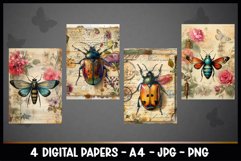 4 Vintage Insects Digital Papers I Junk Journal Page Product Image 2