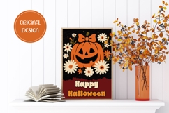 Happy Halloween Greeting Card, Retro Halloween Pumpkin Card Product Image 2