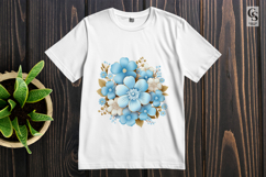 Blue Floral Bouquet Clipart Sublimation PNG Product Image 2