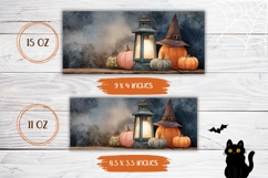 Watercolor Halloween Mug Wrap, Halloween Pumpkins Mug Design Product Image 2