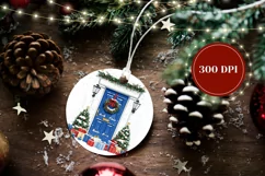 Watercolor Christmas Ornament, Blue Door Ornament Design Product Image 2