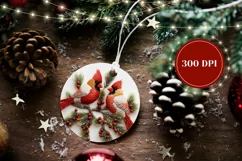 3D Christmas Round Ornament, 3D Cardinals Sublimation Product Image 2