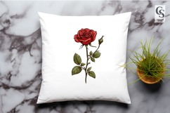 Single Red Rose Botanical Clipart Sublimation PNG Product Image 3