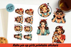 Retro Pin up girl printable stickers BUNDLE PNG. Product Image 3