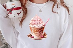 Pink Christmas Coffee Sublimation Clipart, Christmas PNG Product Image 2
