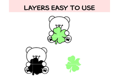 Cute Bear with Clover SVG Bundle, St. Patrick&#039;s Day Lucky Fo Product Image 2