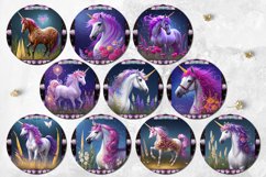 Unicorn &amp; Flowers | Round earring Sublimation design bundle Product Image 2