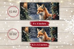 Watercolor Fox Mug Wrap Design, Christmas Coffee Cup Design Product Image 2