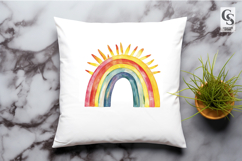 Rainbow Sun Watercolor Clipart PNG Product Image 2