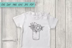 Sunflower SVG, Flower svg, Floral Mason Jar Svg Cut File Product Image 3
